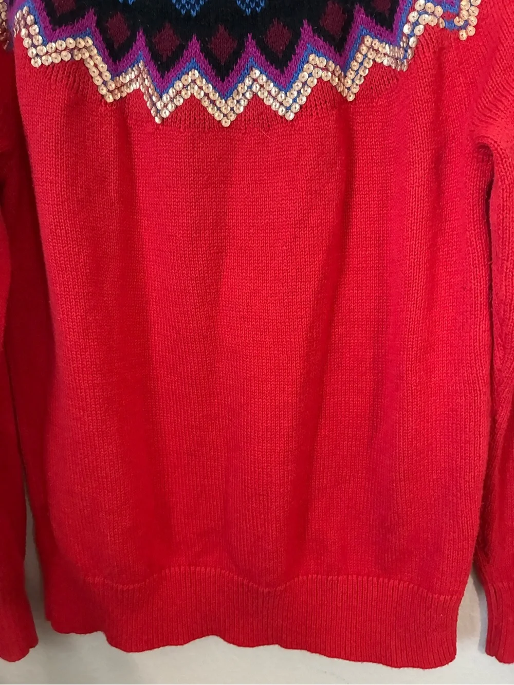 Old Navy Red Fair Isle Crewneck Sweater - Women